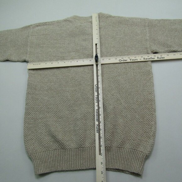 Woolrich Sweater Mens Medium Beige Fisherman Grandpa Logo Casual Gorpcore Hiking - Picture 4 of 4